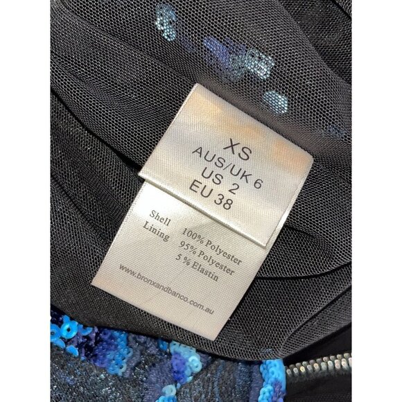 NWT BRONX AND BLANCO  Sapphire Sequined Floral Long Sleeve Mini DressnWomens XS - Picture 13 of 14